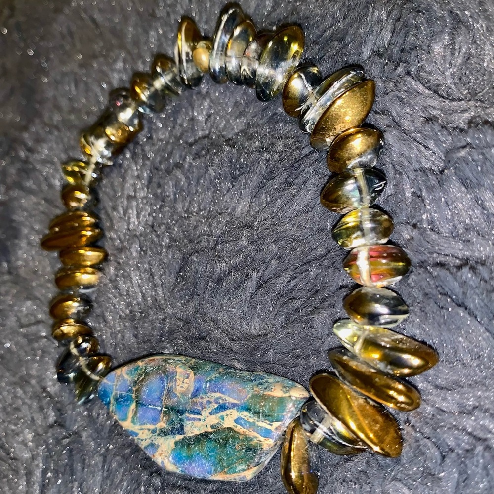 Blue marble stone Bracelet with shimmery smaller stones